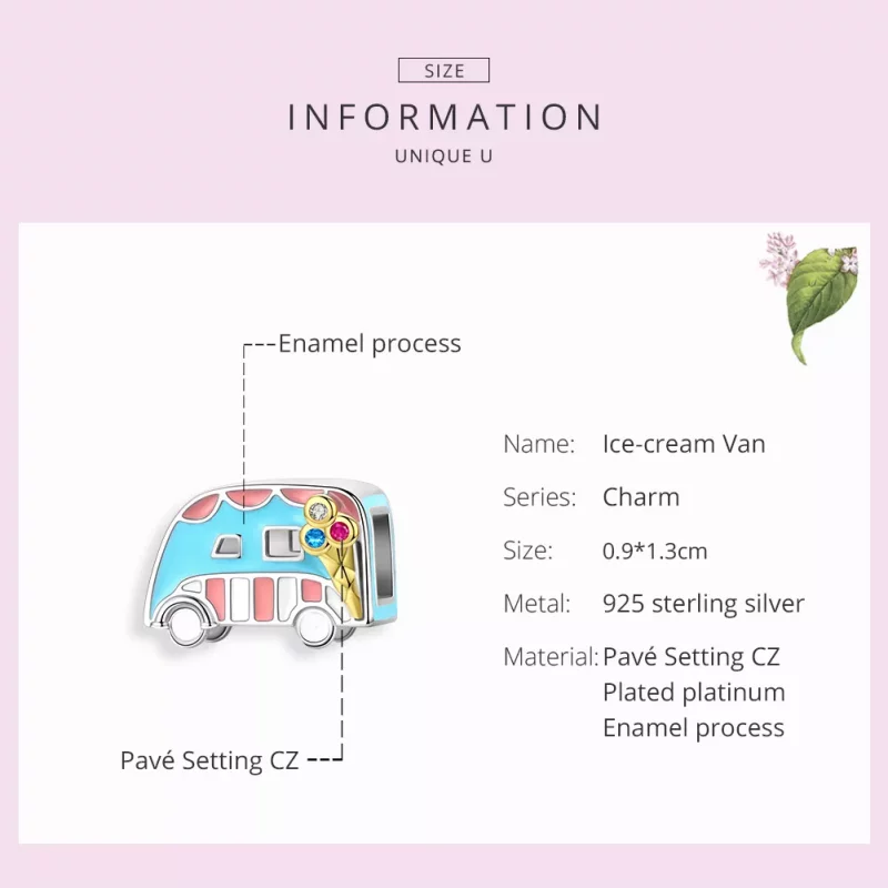 (imagen para) Charm estilo Pandora de dos tonos de furgoneta de helados - BSC163 - Ver 7