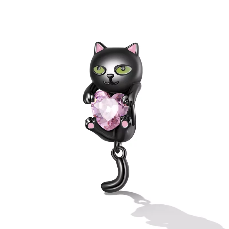 (imagen para) Charm estilo Pandora de gatito negro pequeño - SCC2329 - Ver 2