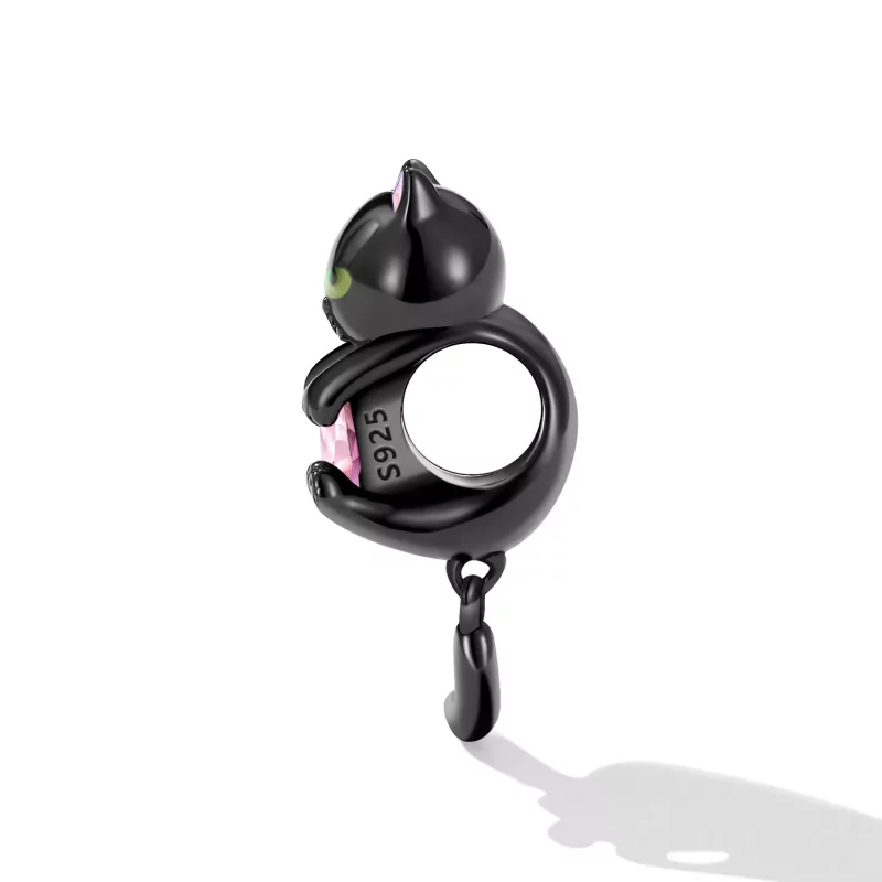 (imagen para) Charm estilo Pandora de gatito negro pequeño - SCC2329 - Ver 3
