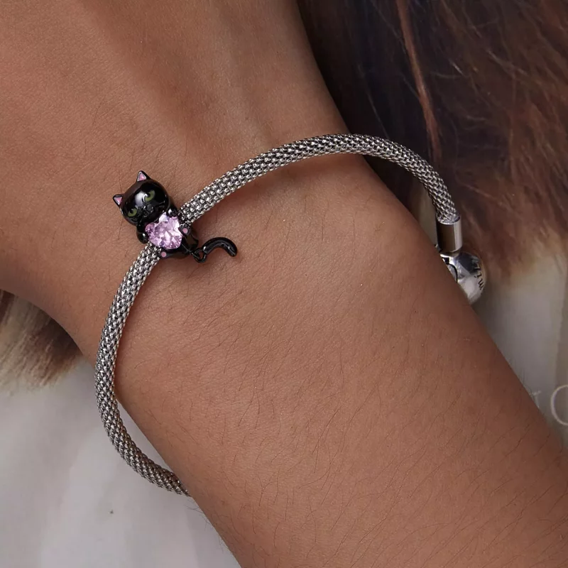 (imagen para) Charm estilo Pandora de gatito negro pequeño - SCC2329 - Ver 6