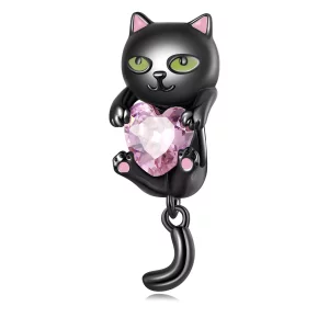 (imagen para) Charm estilo Pandora de gatito negro pequeño - SCC2329
