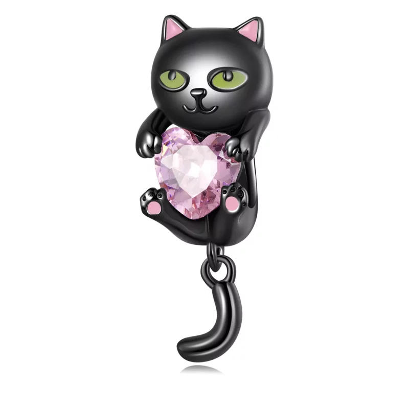 (imagen para) Charm estilo Pandora de gatito negro pequeño - SCC2329
