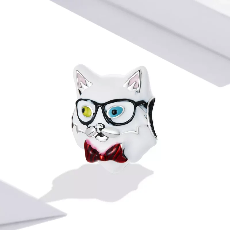 (imagen para) Charm estilo Pandora de gato blanco - SCC2093 - Ver 2