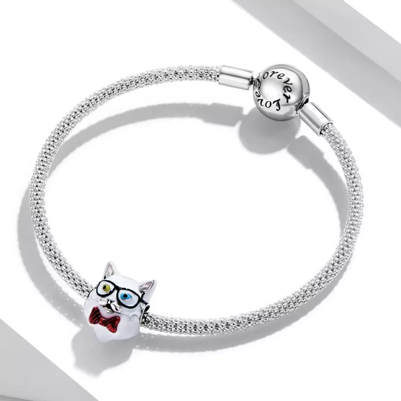(imagen para) Charm estilo Pandora de gato blanco - SCC2093 - Ver 3