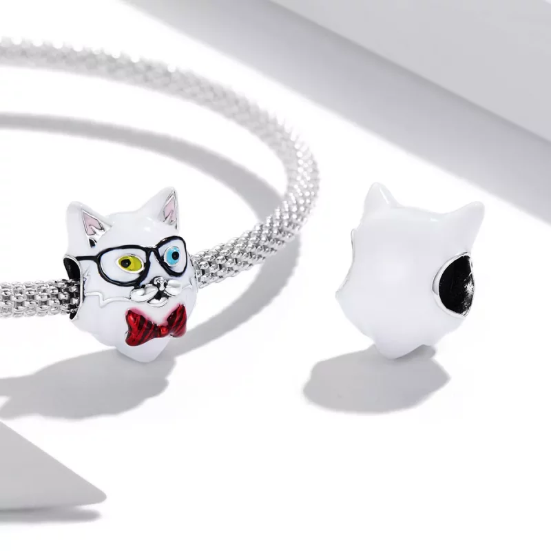 (imagen para) Charm estilo Pandora de gato blanco - SCC2093 - Ver 4