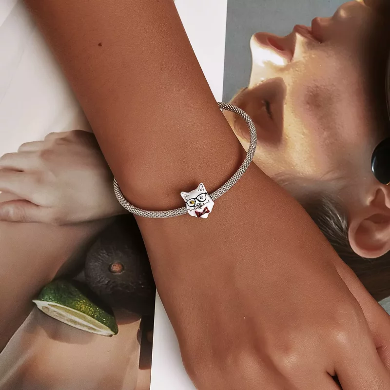 (imagen para) Charm estilo Pandora de gato blanco - SCC2093 - Ver 5