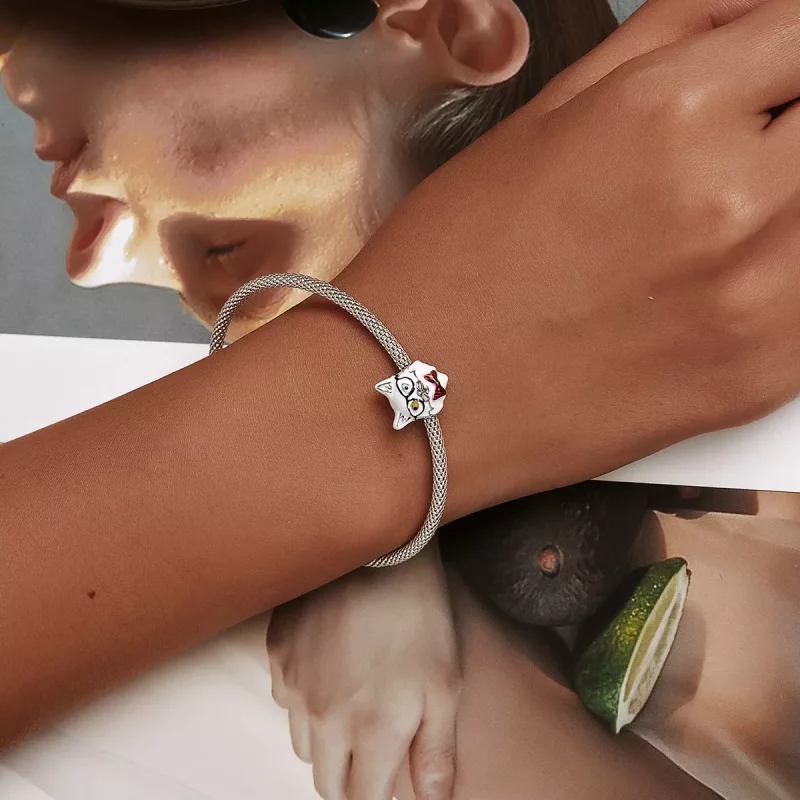 (imagen para) Charm estilo Pandora de gato blanco - SCC2093 - Ver 6