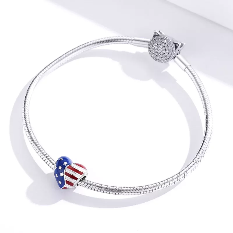 (imagen para) Charm estilo Pandora de la bandera estadounidense - BSC281 - Ver 2