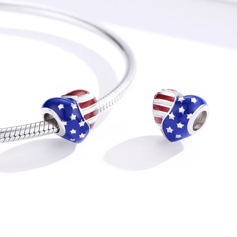 (imagen para) Charm estilo Pandora de la bandera estadounidense - BSC281 - Ver 3