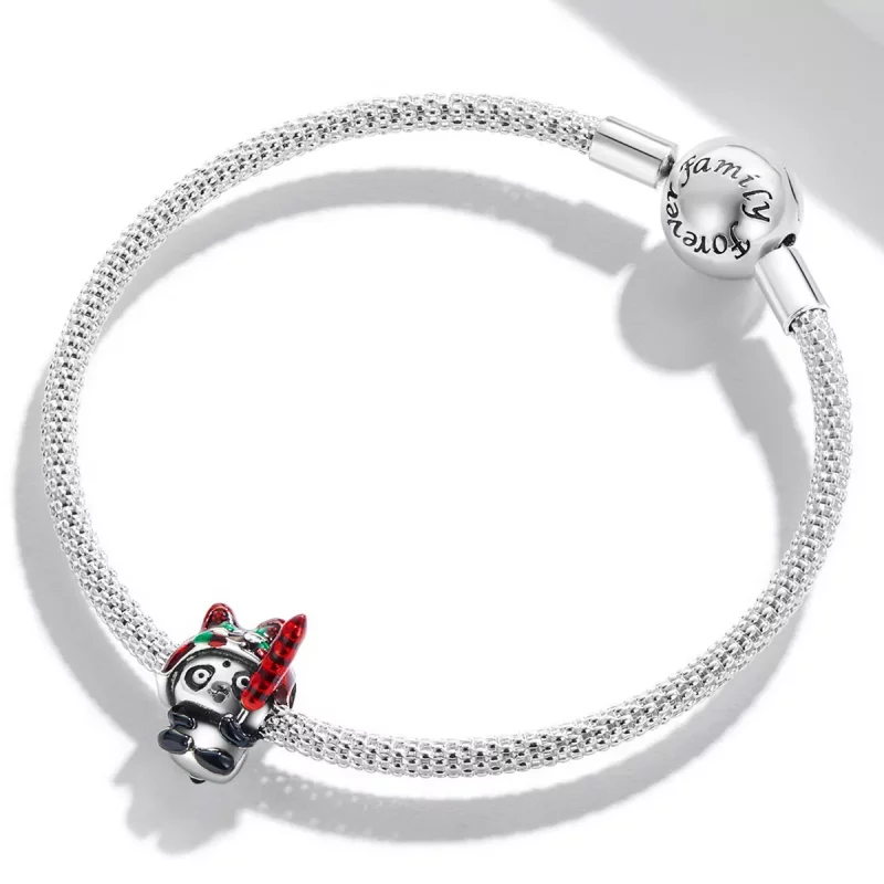 (imagen para) Charm estilo Pandora de panda con sombrero de tigre - SCC2105 - Ver 3