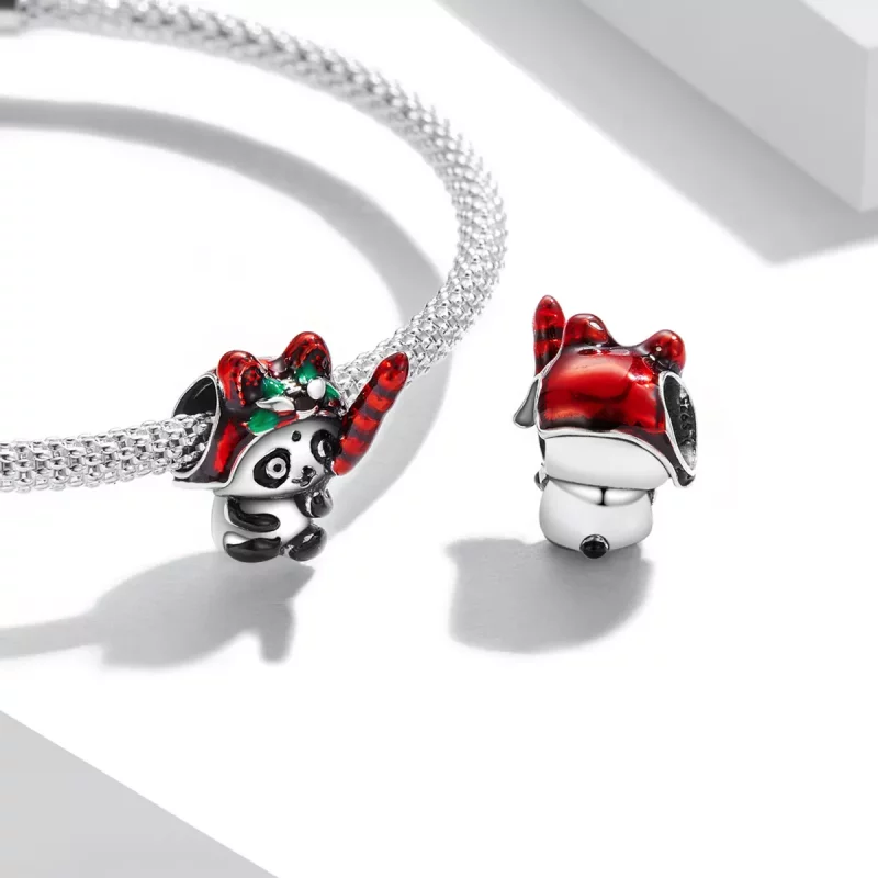 (imagen para) Charm estilo Pandora de panda con sombrero de tigre - SCC2105 - Ver 4