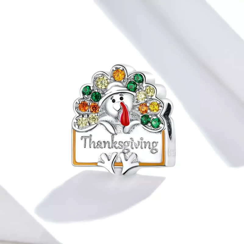 (imagen para) Charm estilo Pandora de pavo de Acción de Gracias - BSC339 - Ver 2