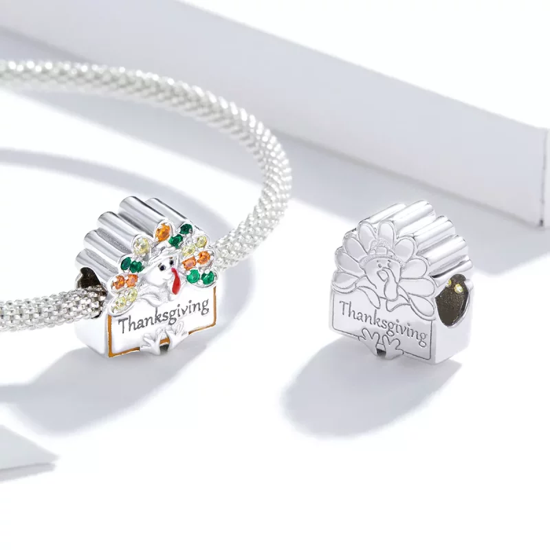(imagen para) Charm estilo Pandora de pavo de Acción de Gracias - BSC339 - Ver 4