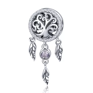 (imagen para) Charm estilo Pandora de plata con abertura en forma de atrapasueños - SCC723