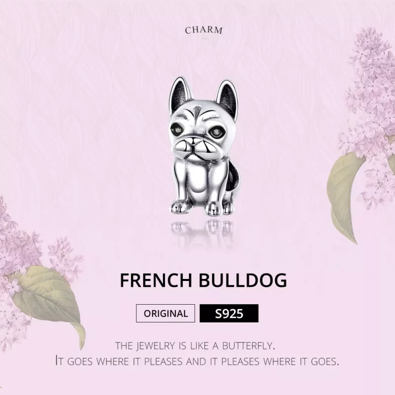 (imagen para) Charm estilo Pandora de plata con Bulldog Francés - SCC1306 - Ver 2