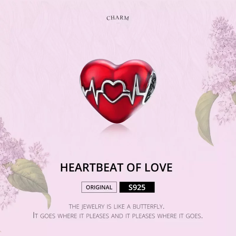 (imagen para) Charm estilo Pandora de plata con corazón rojo latido del amor - SCC1569 - Ver 6