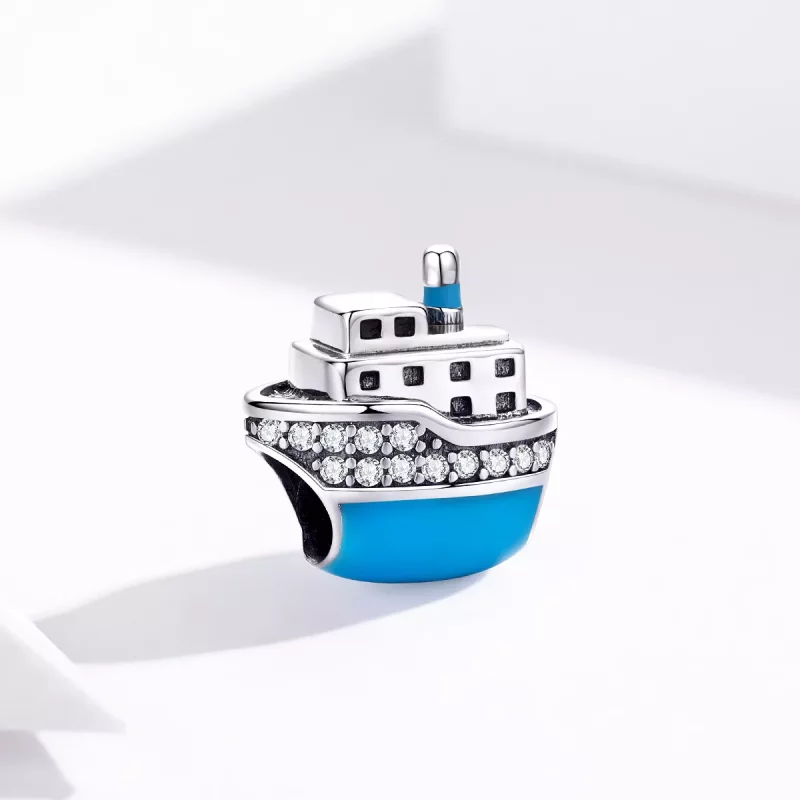 (imagen para) Charm estilo Pandora de plata con crucero azul - SCC1379 - Ver 3