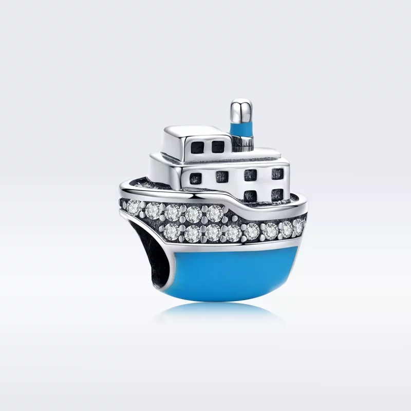 (imagen para) Charm estilo Pandora de plata con crucero azul - SCC1379 - Ver 5