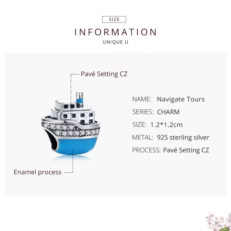 (imagen para) Charm estilo Pandora de plata con crucero azul - SCC1379 - Ver 7