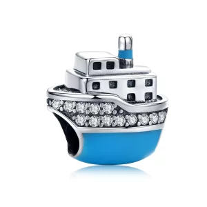 (imagen para) Charm estilo Pandora de plata con crucero azul - SCC1379