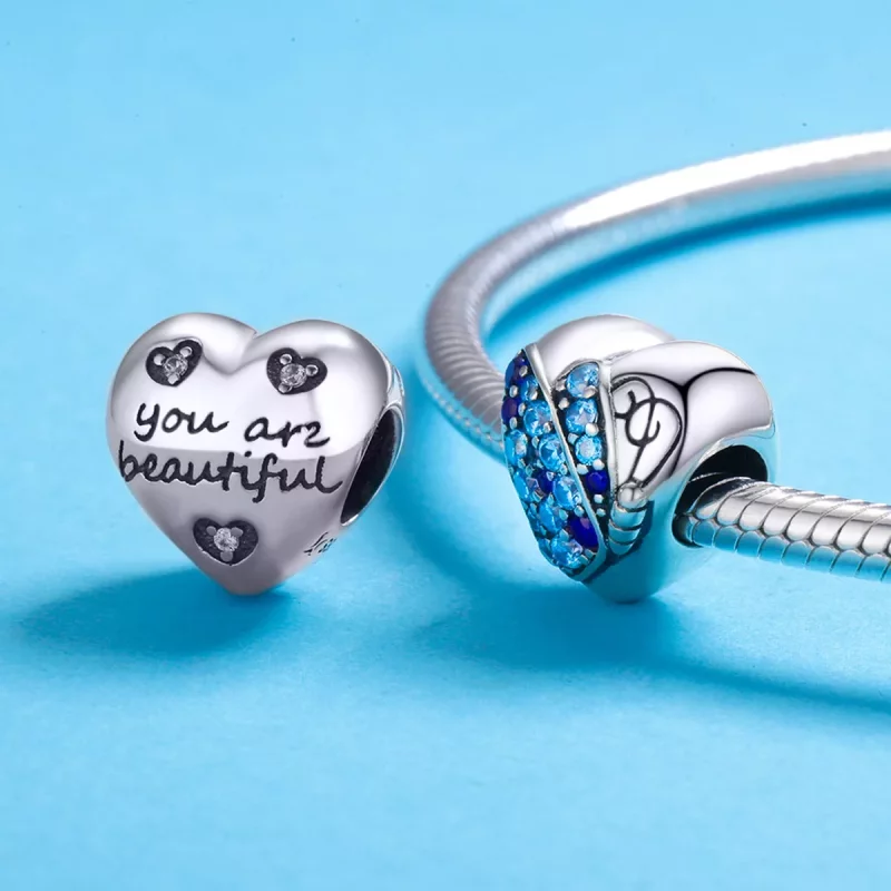 (imagen para) Charm estilo Pandora de plata con diseño de amor de mariposa - SCC653 - Ver 5