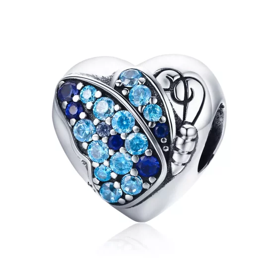 (imagen para) Charm estilo Pandora de plata con diseño de amor de mariposa - SCC653