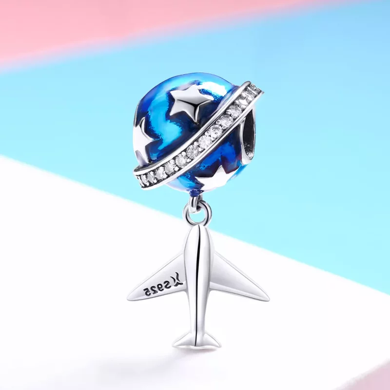 (imagen para) Charm estilo Pandora de plata con diseño de avión de ensueño para viajar - SCC88 - Ver 2