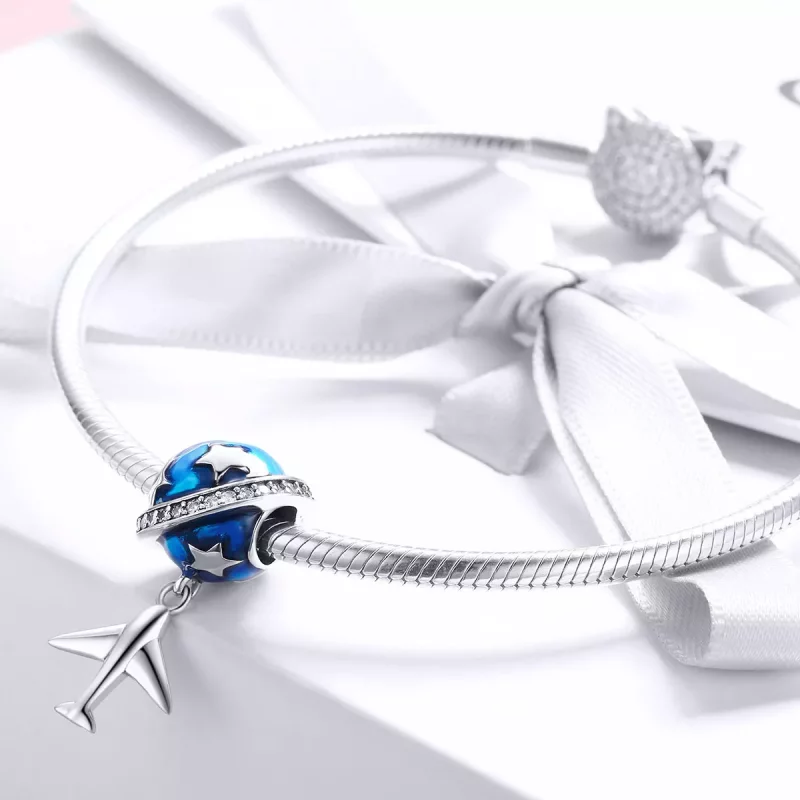 (imagen para) Charm estilo Pandora de plata con diseño de avión de ensueño para viajar - SCC88 - Ver 4