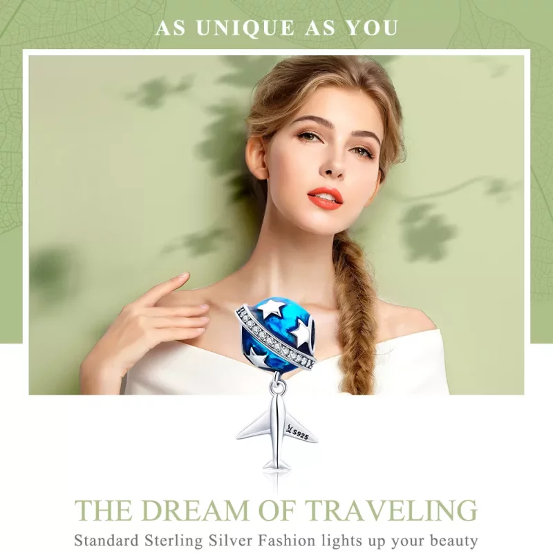 (imagen para) Charm estilo Pandora de plata con diseño de avión de ensueño para viajar - SCC88 - Ver 6