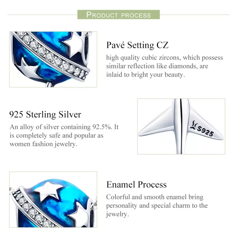(imagen para) Charm estilo Pandora de plata con diseño de avión de ensueño para viajar - SCC88 - Ver 7