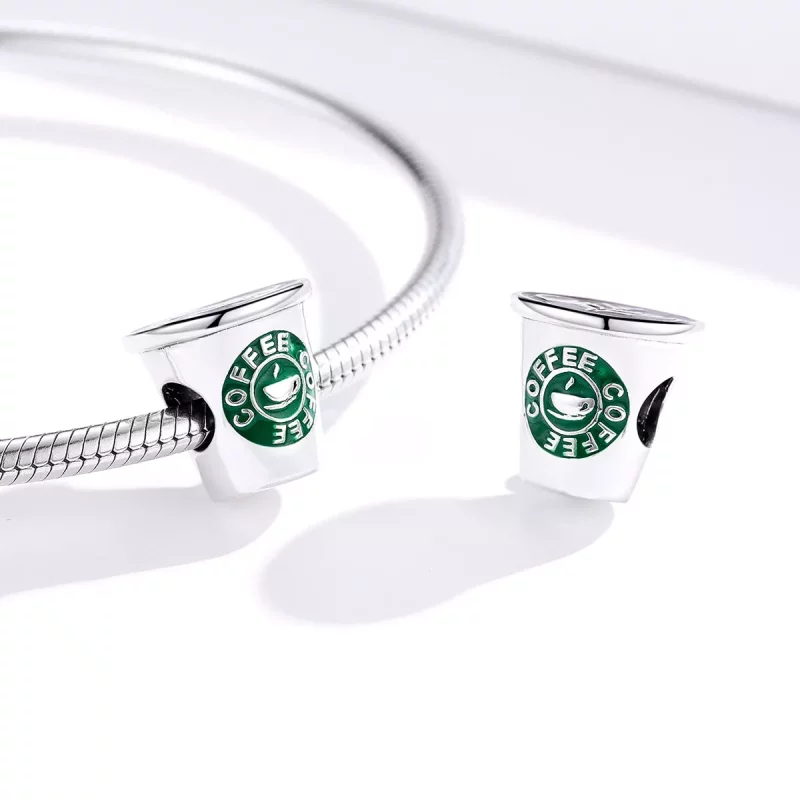 (imagen para) Charm estilo Pandora de plata con diseño de café - SCC1545 - Ver 2