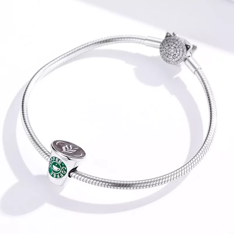 (imagen para) Charm estilo Pandora de plata con diseño de café - SCC1545 - Ver 3