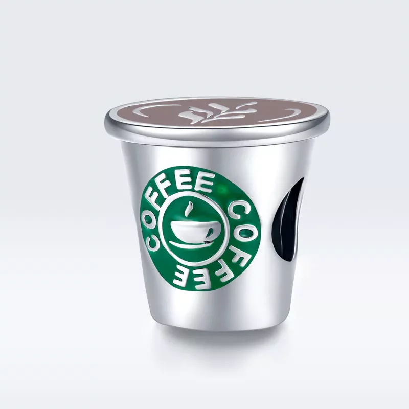 (imagen para) Charm estilo Pandora de plata con diseño de café - SCC1545 - Ver 5