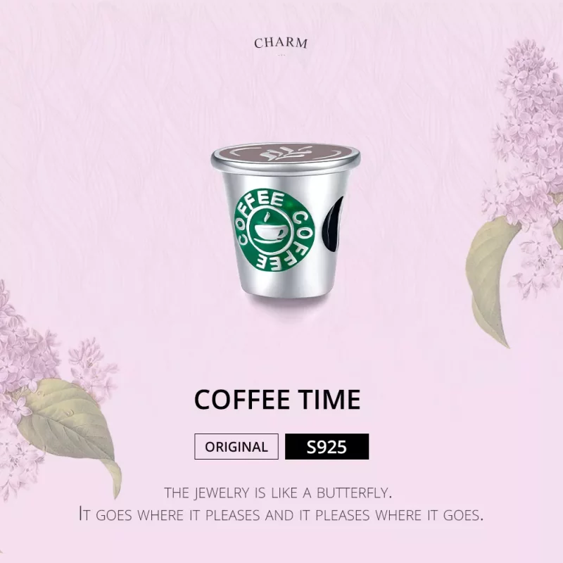 (imagen para) Charm estilo Pandora de plata con diseño de café - SCC1545 - Ver 6