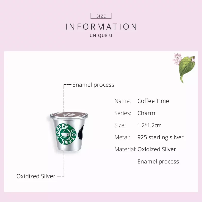 (imagen para) Charm estilo Pandora de plata con diseño de café - SCC1545 - Ver 7