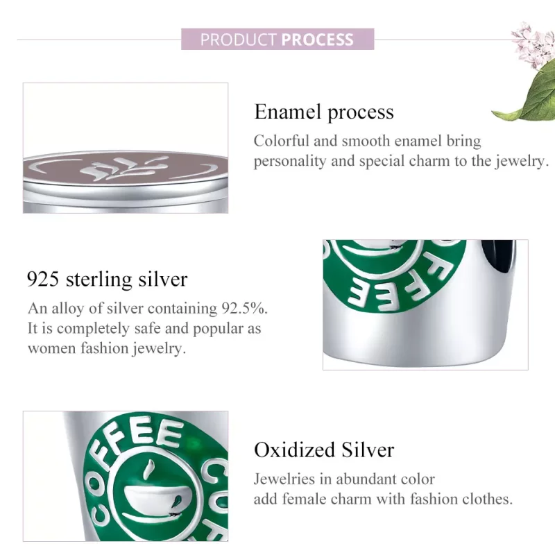 (imagen para) Charm estilo Pandora de plata con diseño de café - SCC1545 - Ver 8