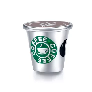 (imagen para) Charm estilo Pandora de plata con diseño de café - SCC1545