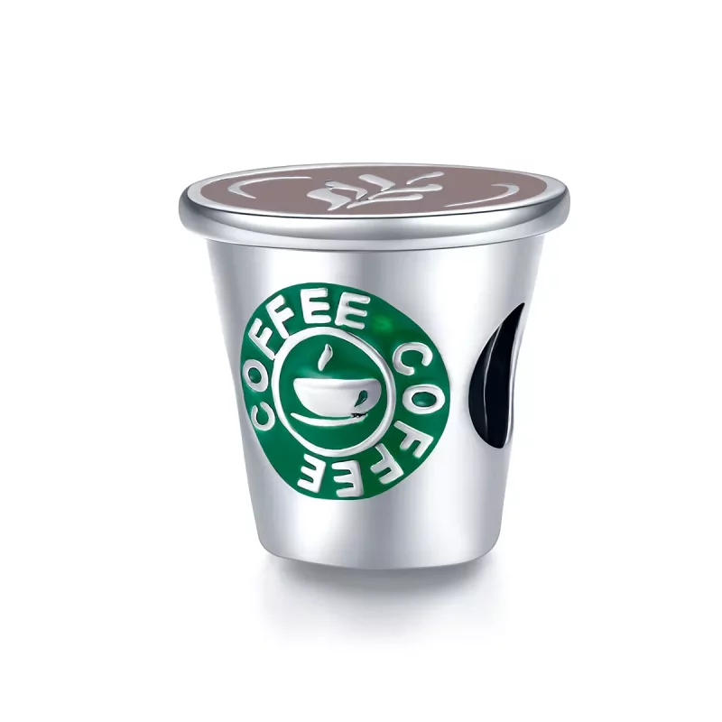 (imagen para) Charm estilo Pandora de plata con diseño de café - SCC1545