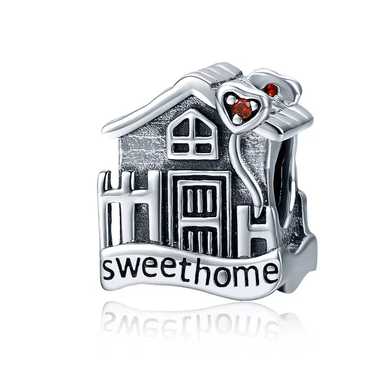 (imagen para) Charm estilo Pandora de plata con diseño de hogar dulce - SCC416