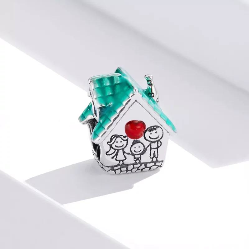 (imagen para) Charm estilo Pandora de plata con encanto de acogedora cabaña - SCC1518 - Ver 2