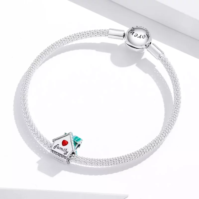 (imagen para) Charm estilo Pandora de plata con encanto de acogedora cabaña - SCC1518 - Ver 3