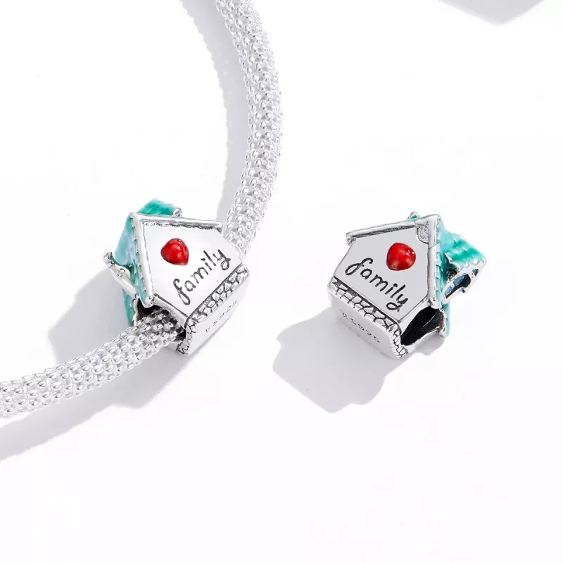 (imagen para) Charm estilo Pandora de plata con encanto de acogedora cabaña - SCC1518 - Ver 4