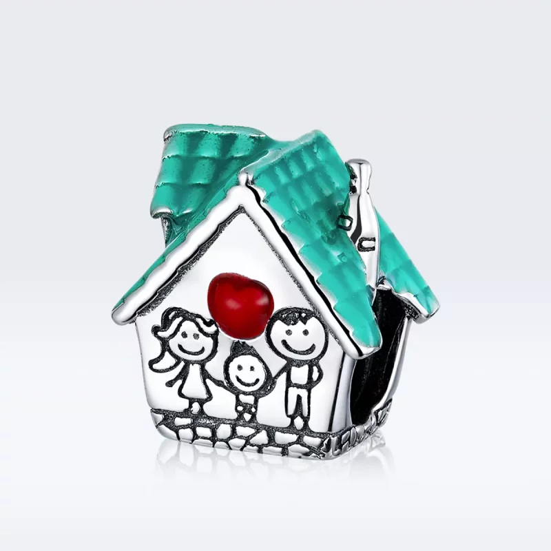 (imagen para) Charm estilo Pandora de plata con encanto de acogedora cabaña - SCC1518 - Ver 5