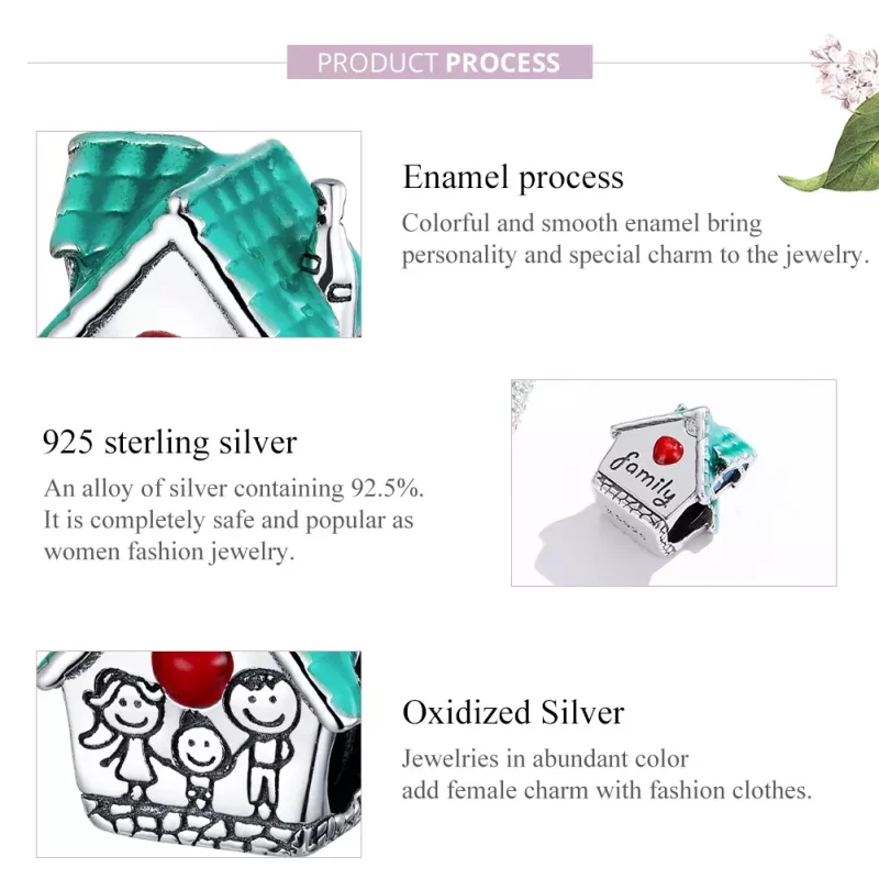 (imagen para) Charm estilo Pandora de plata con encanto de acogedora cabaña - SCC1518 - Ver 8