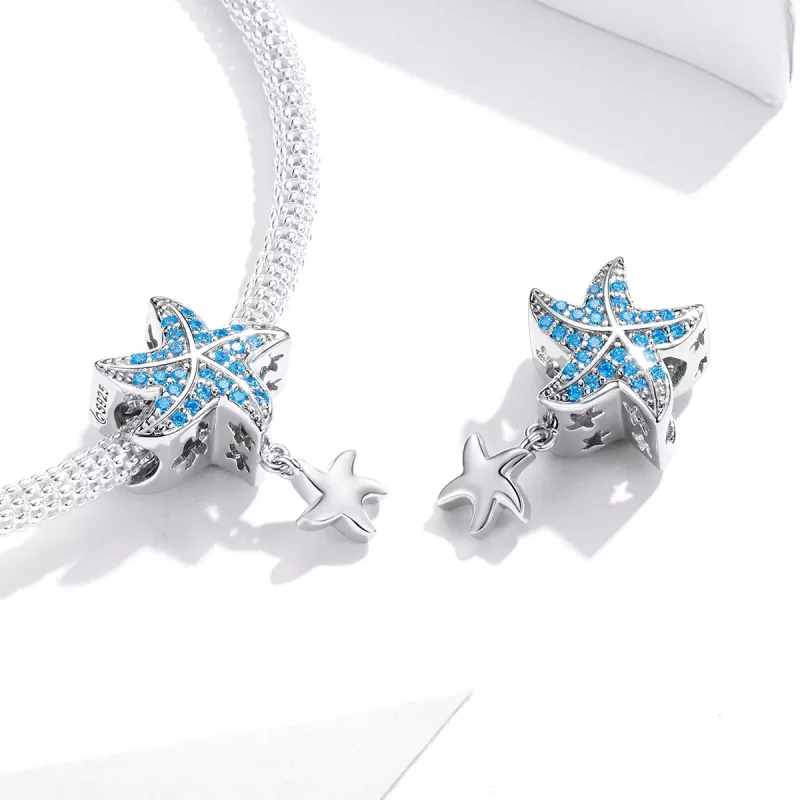 (imagen para) Charm estilo Pandora de Plata con Estrella de Mar Oceánica - BSC252 - Ver 4