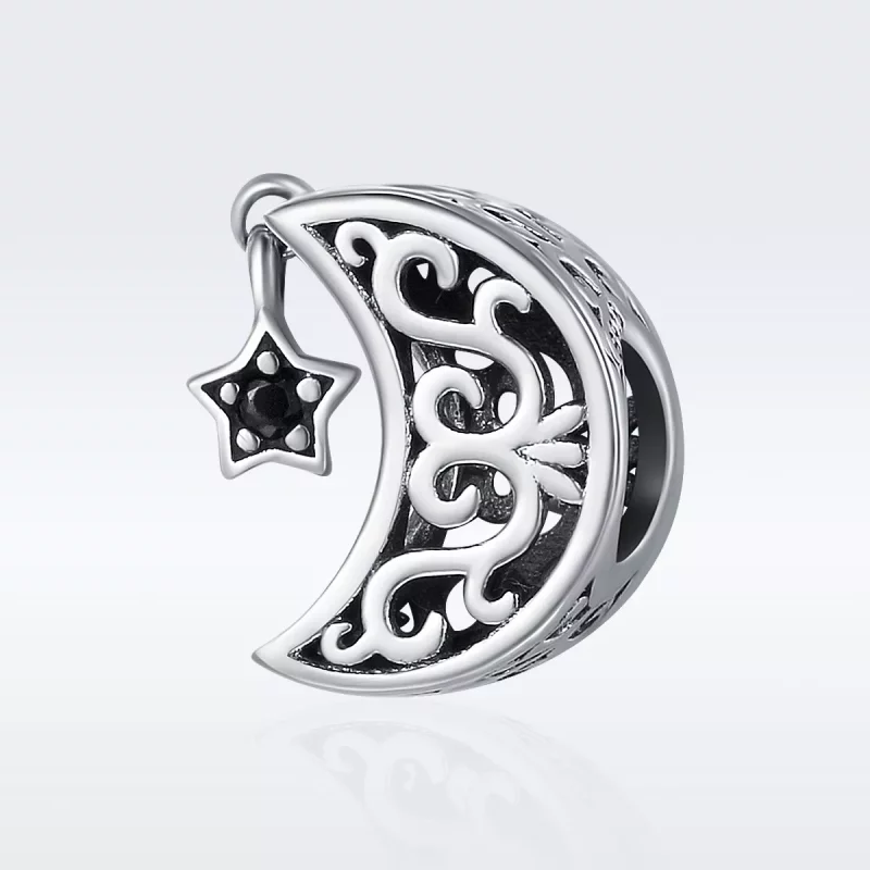 (imagen para) Charm estilo Pandora de plata con luna y estrella - SCC483 - Ver 2