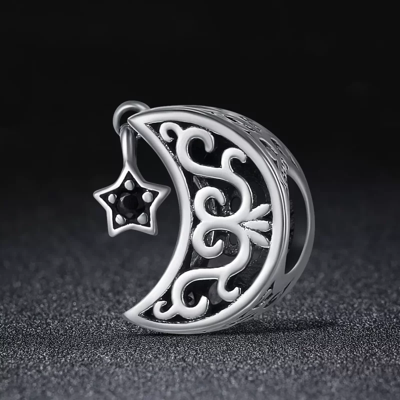 (imagen para) Charm estilo Pandora de plata con luna y estrella - SCC483 - Ver 3