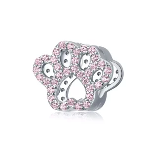 (imagen para) Charm estilo Pandora de plata con pata rosa - BSC164