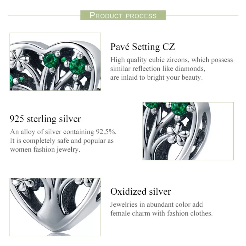(imagen para) Charm estilo Pandora de plata con árbol de la vida - SCC221 - Ver 6