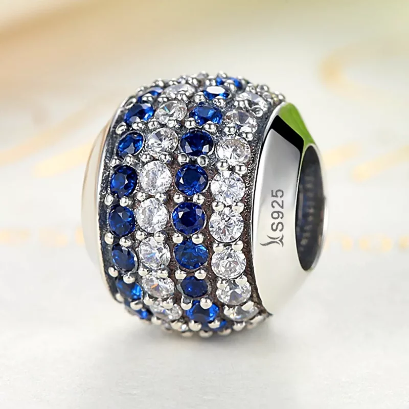 (imagen para) Charm estilo Pandora de plata con tonos azules de la costa - SCC104 - Ver 2